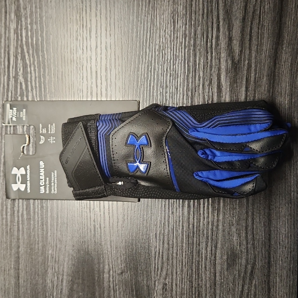 Under Armour Clean up Batting Gloves,Black (008)/Blue YSM JP/JCH (Small)